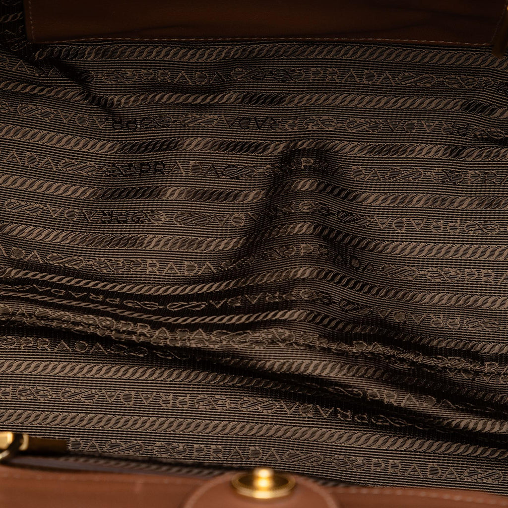 Prada Soft Calf Front Pocket Open Convertible Tote
