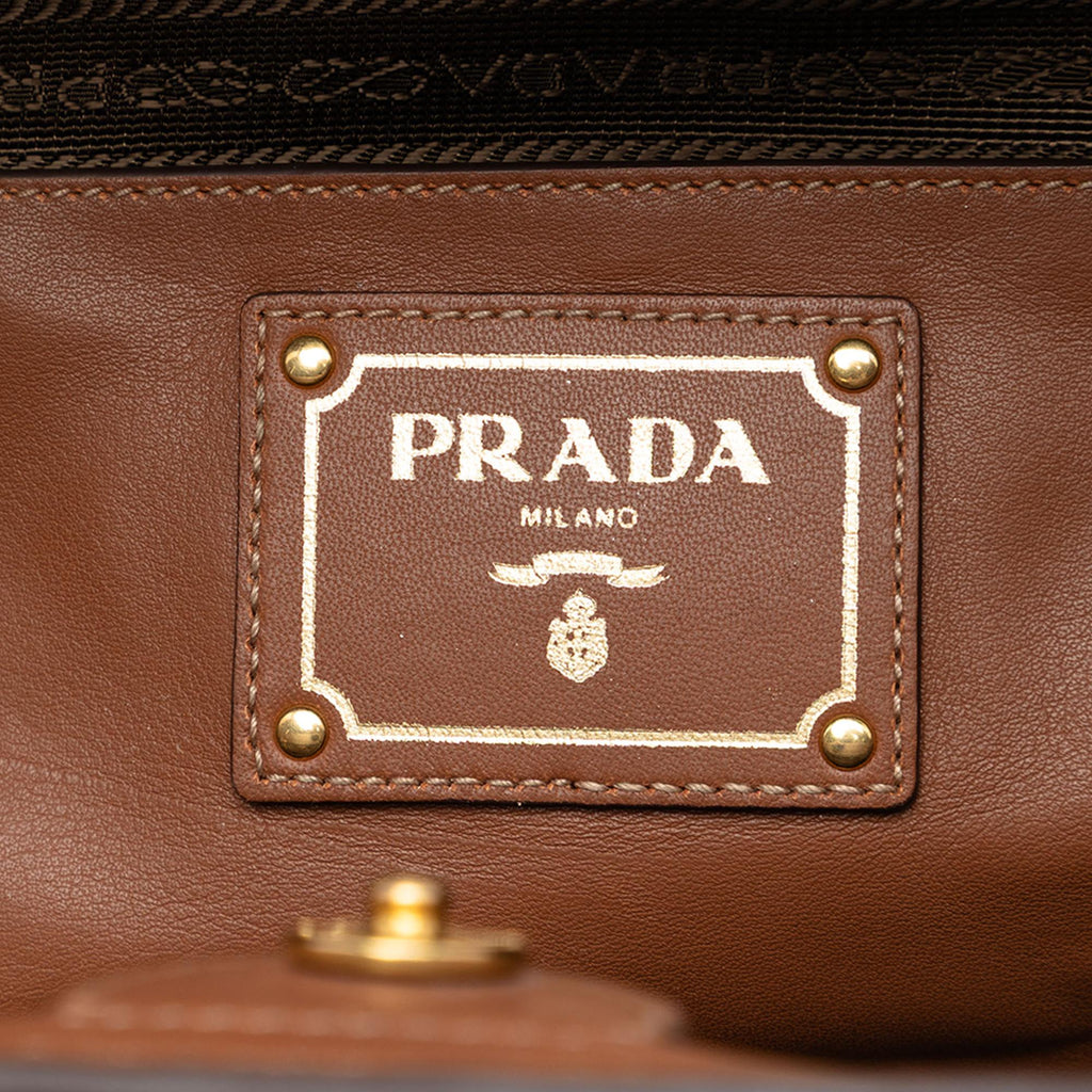 Prada Soft Calf Front Pocket Open Convertible Tote