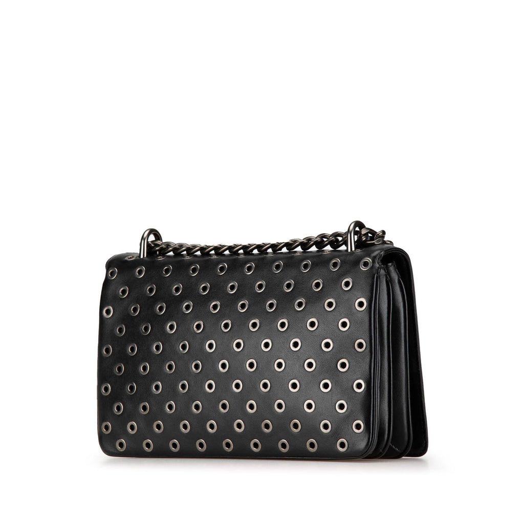 Prada Soft Calf Grommet Lock Flap Chain Shoulder Bag