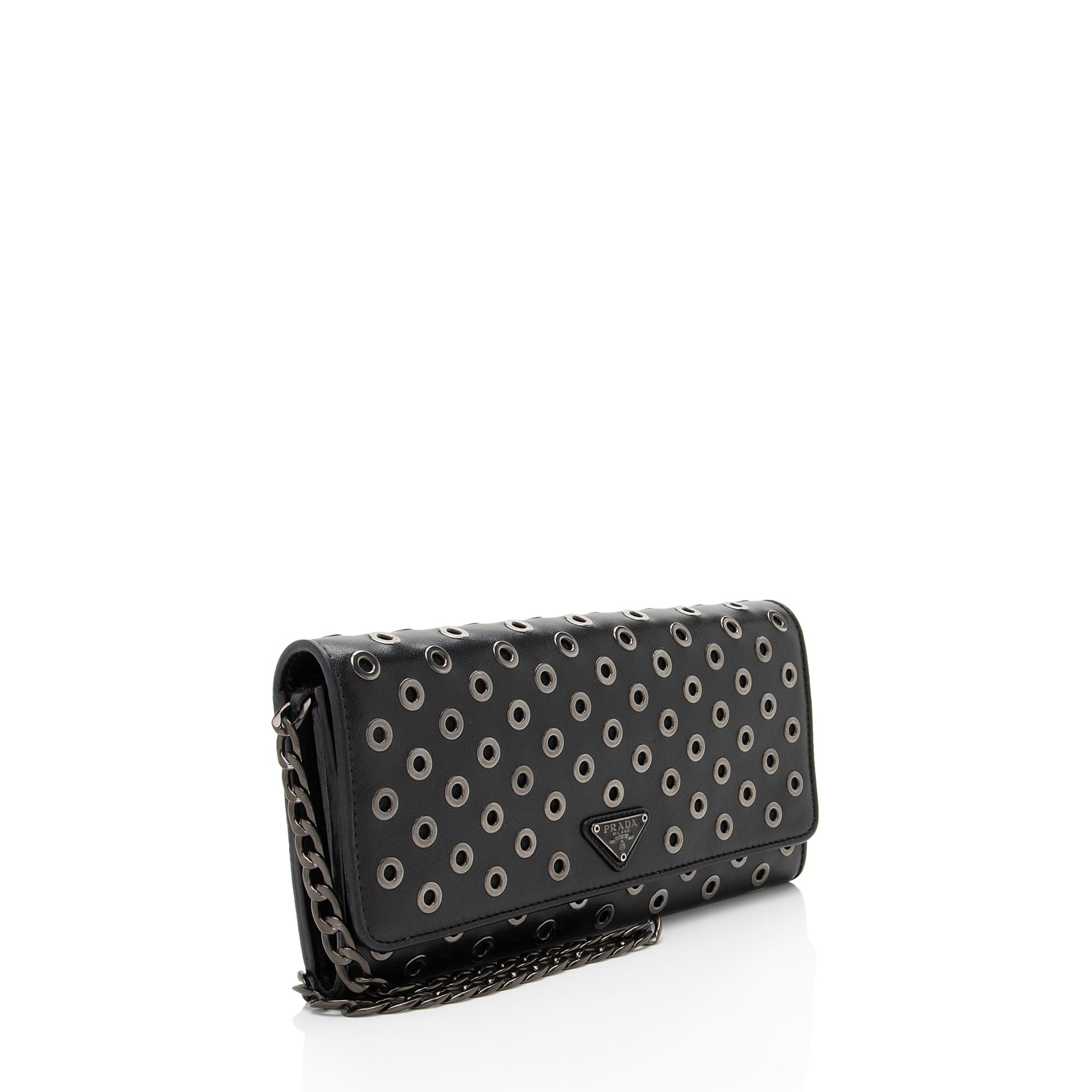 Prada Soft Calf Grommet Wallet on Chain