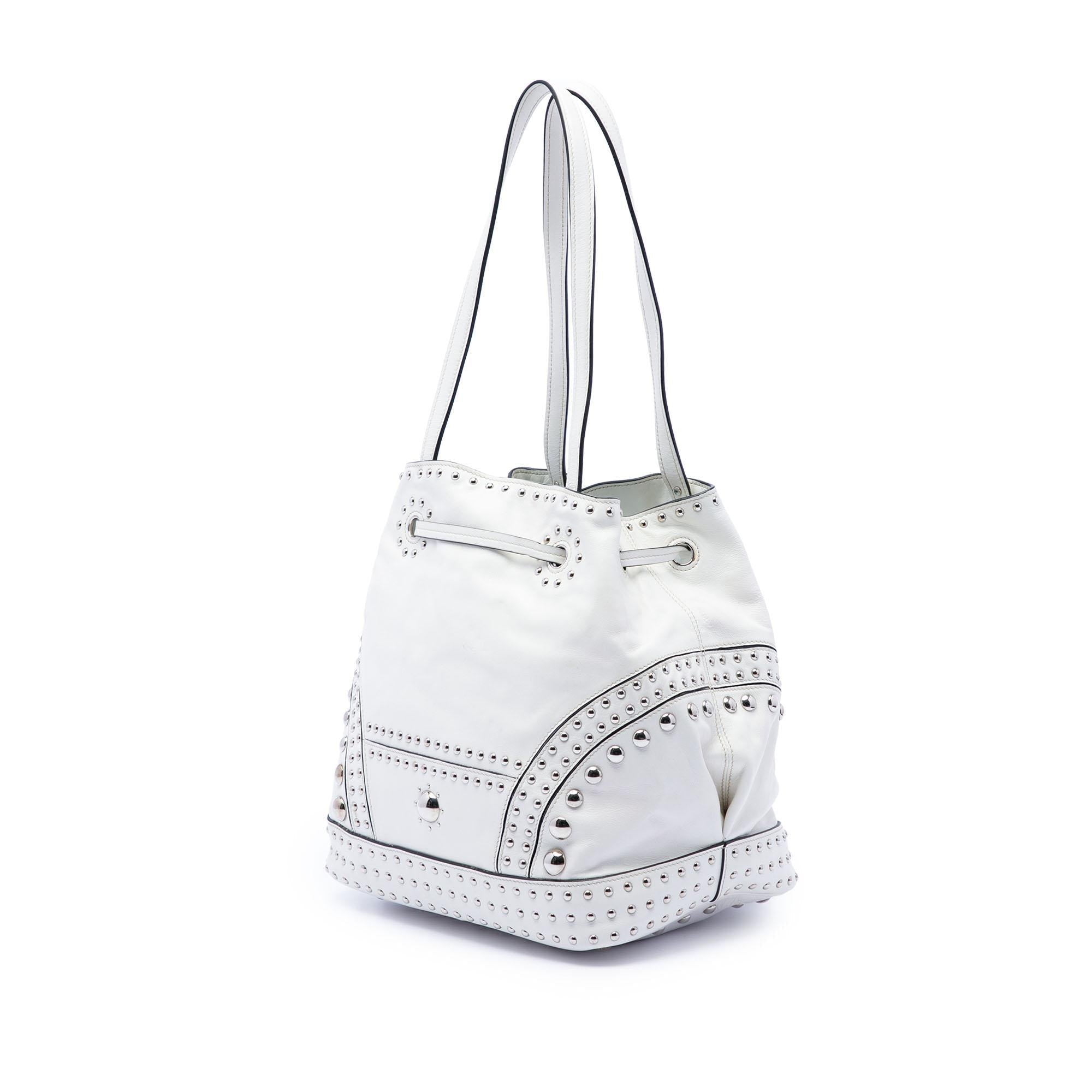 Prada Soft Calf Studded Bucket Bag