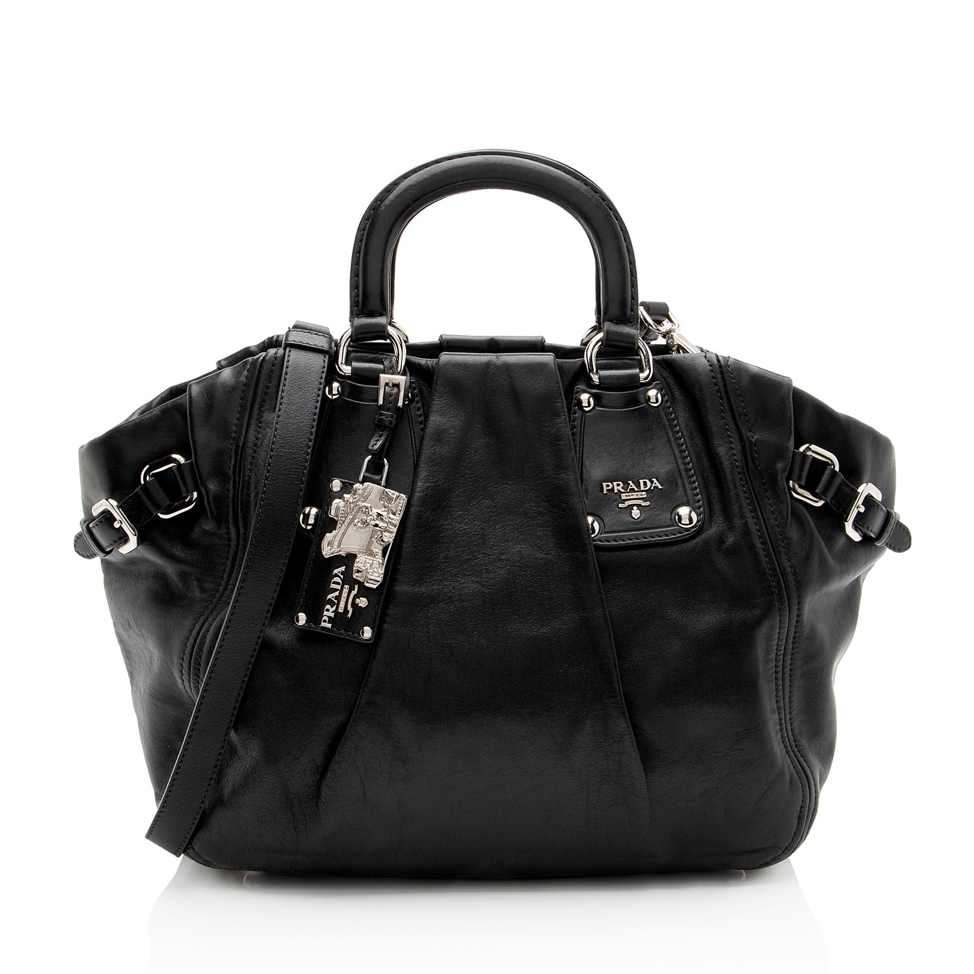 Prada Soft Calf Buckle Satchel
