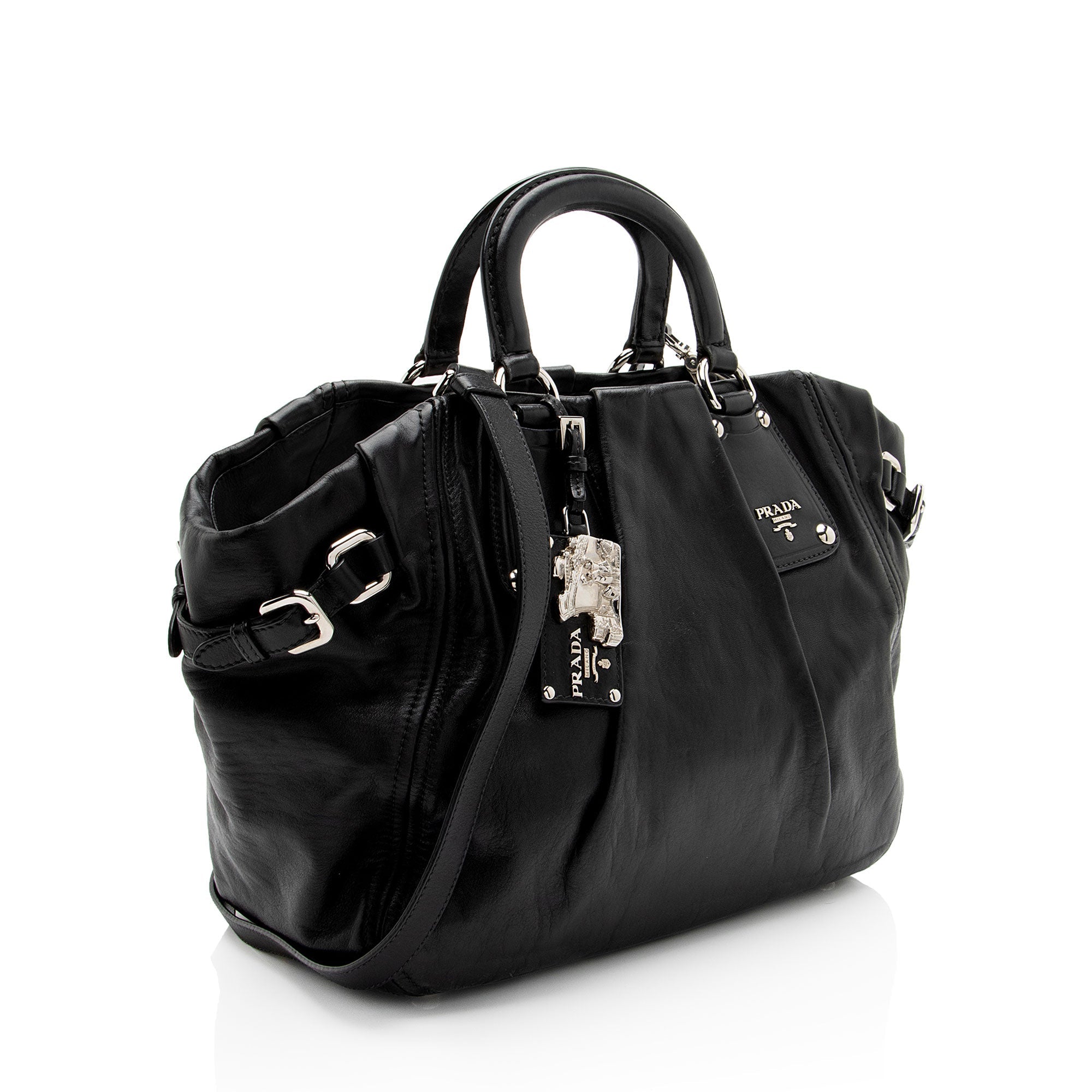 Prada Soft Calf Buckle Satchel