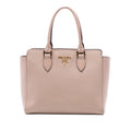 Prada Soft Calf Trimmed Saffiano Lux Open Convertible Tote