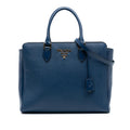 Prada Soft Calf Trimmed Saffiano Zippered Convertible Tote