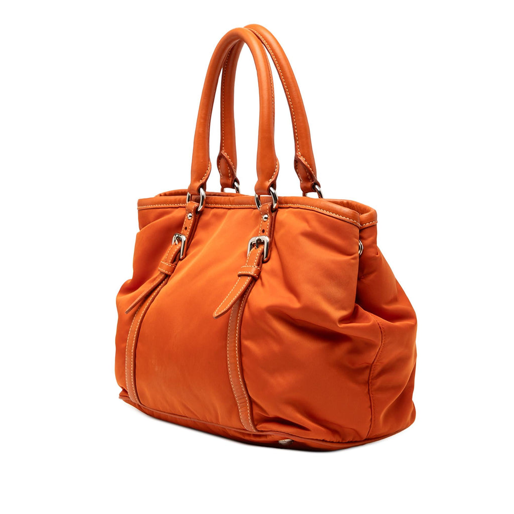 Prada Soft Calf Trimmed Tessuto Satchel