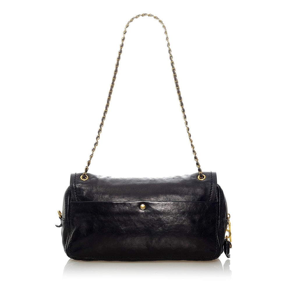 Prada Sound Lock Leather Chain Shoulder Bag (SHG-33005)
