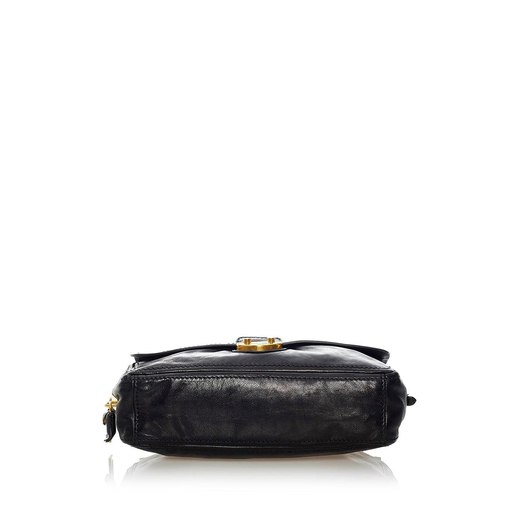 Prada Sound Lock Leather Chain Shoulder Bag (SHG-33005)