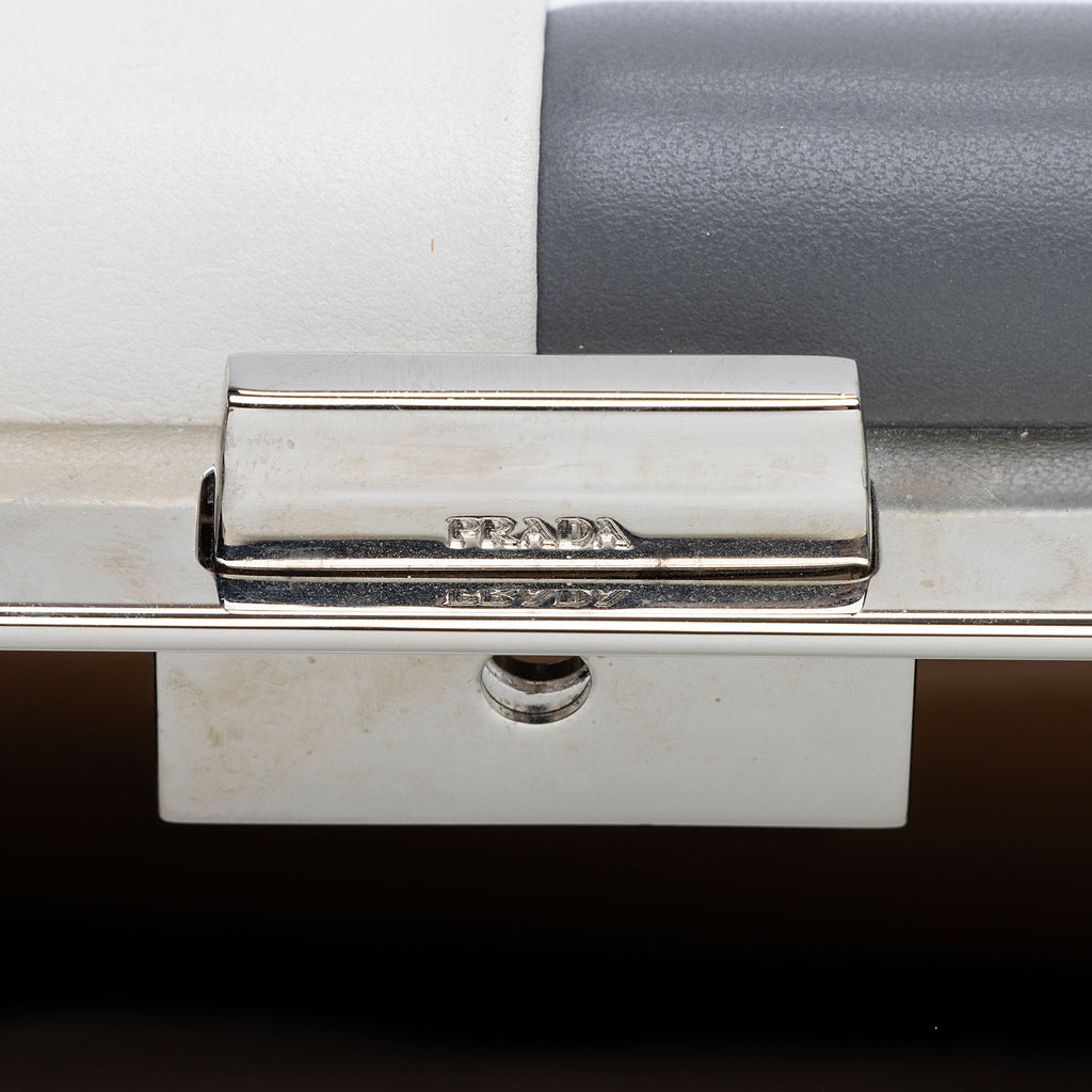 Prada Striped Calfskin Baiadera Frame Satchel (SHF-alSkQj)