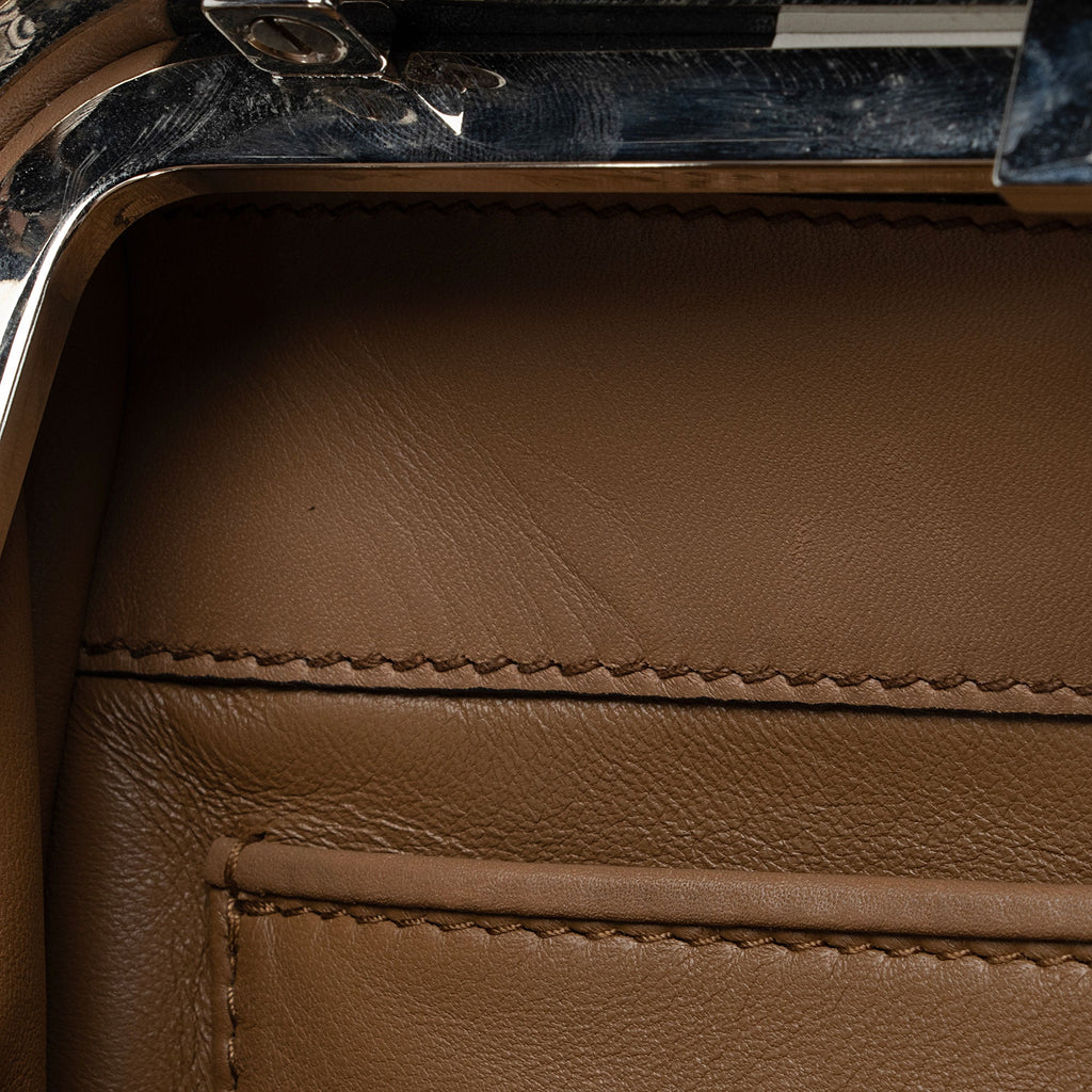 Prada Striped Calfskin Baiadera Frame Satchel (SHF-alSkQj)