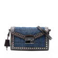 Prada Studded Denim Sound Lock Crossbody