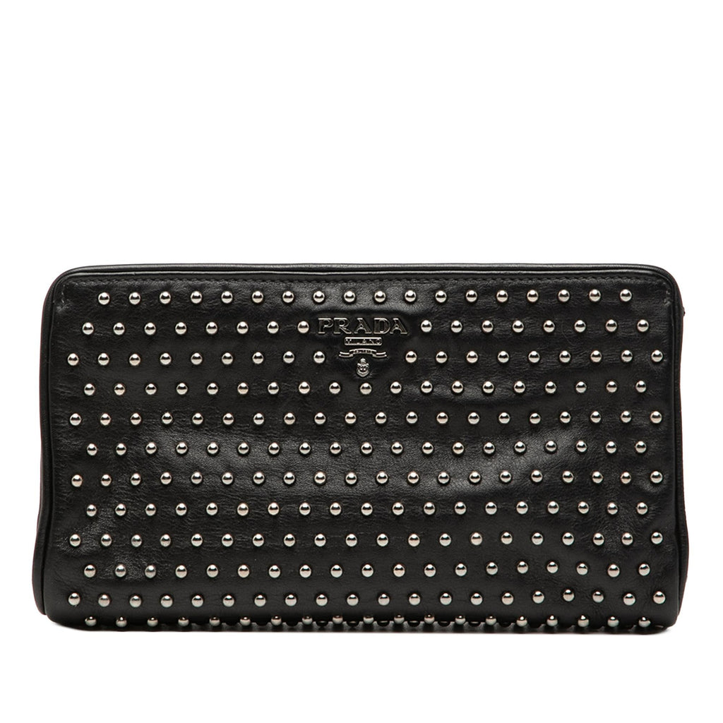Prada Studded Leather Clasp Clutch