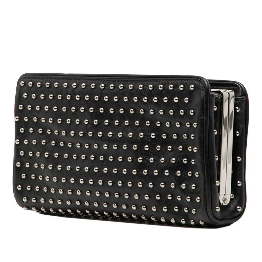 Prada Studded Leather Clasp Clutch