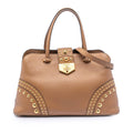 Prada Studded Saffiano Cuir Promenade Satchel