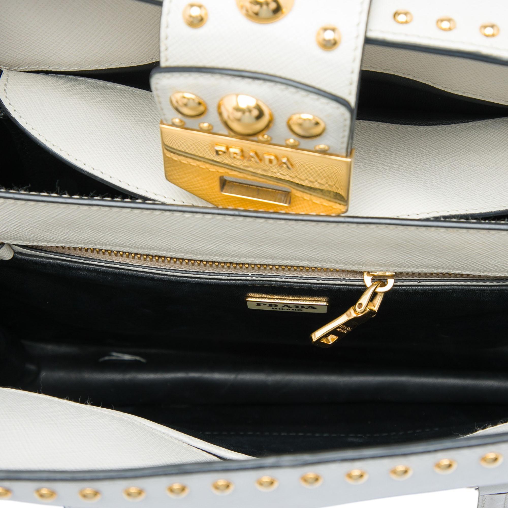 Prada Studded Saffiano Turnlock Handbag