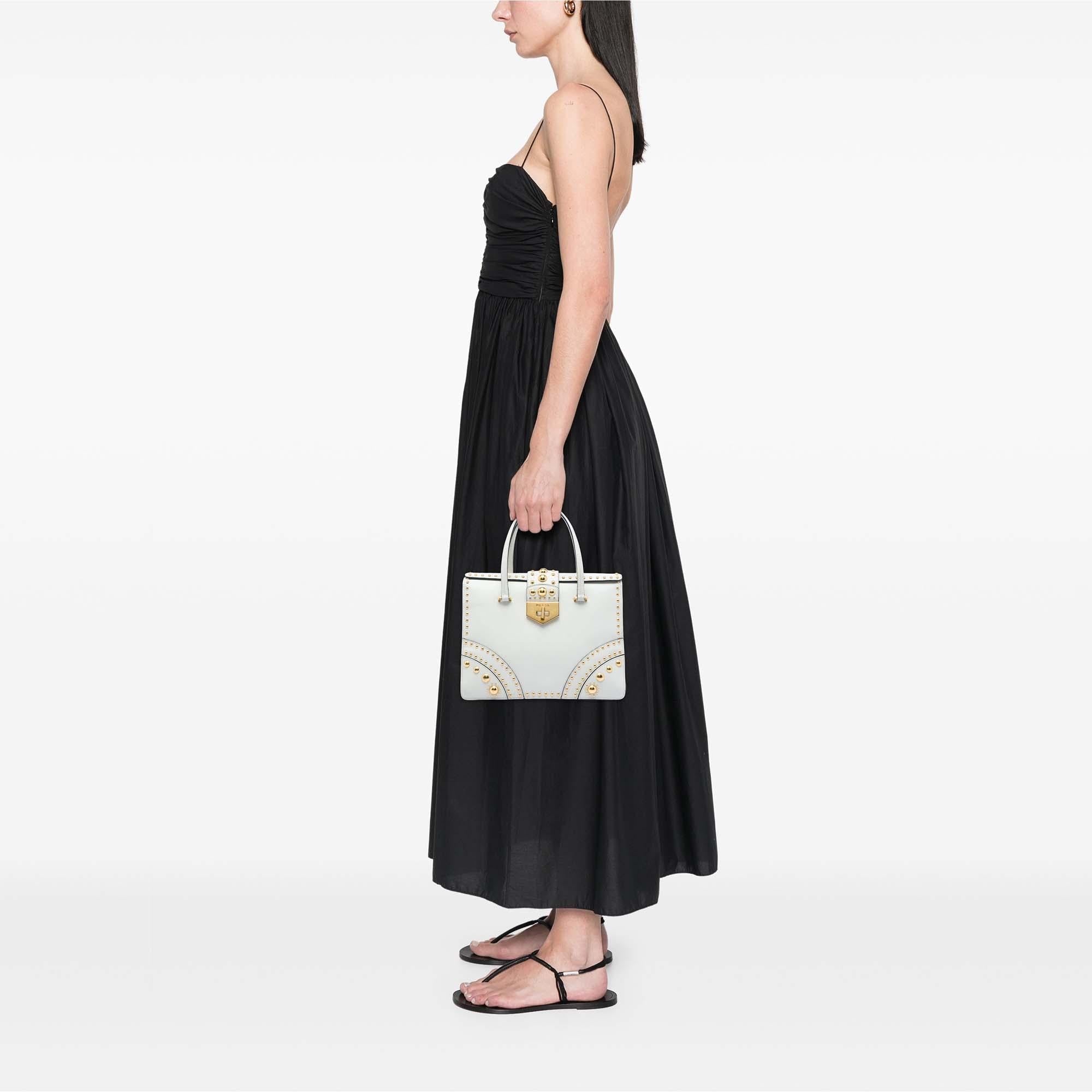 Prada Studded Saffiano Turnlock Handbag