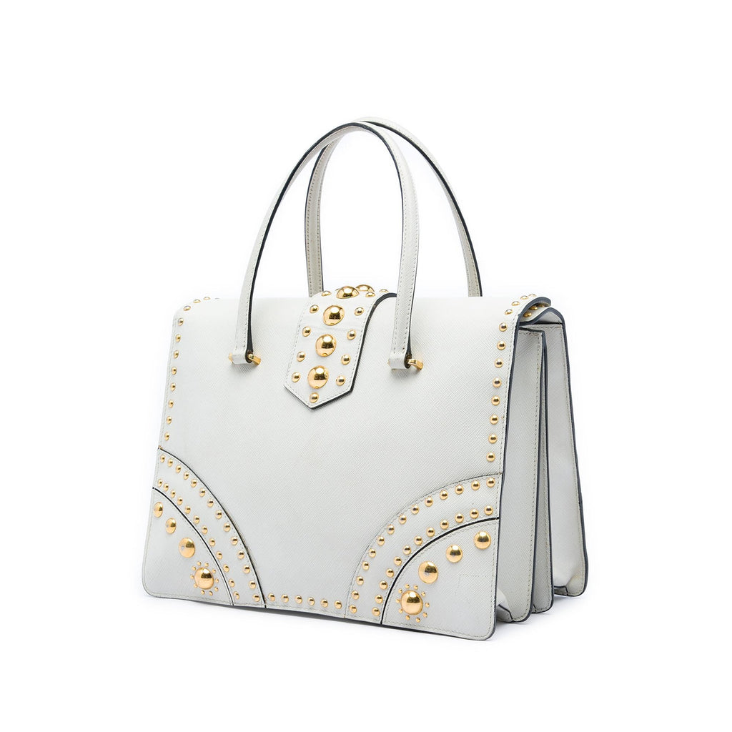 Prada Studded Saffiano Turnlock Handbag