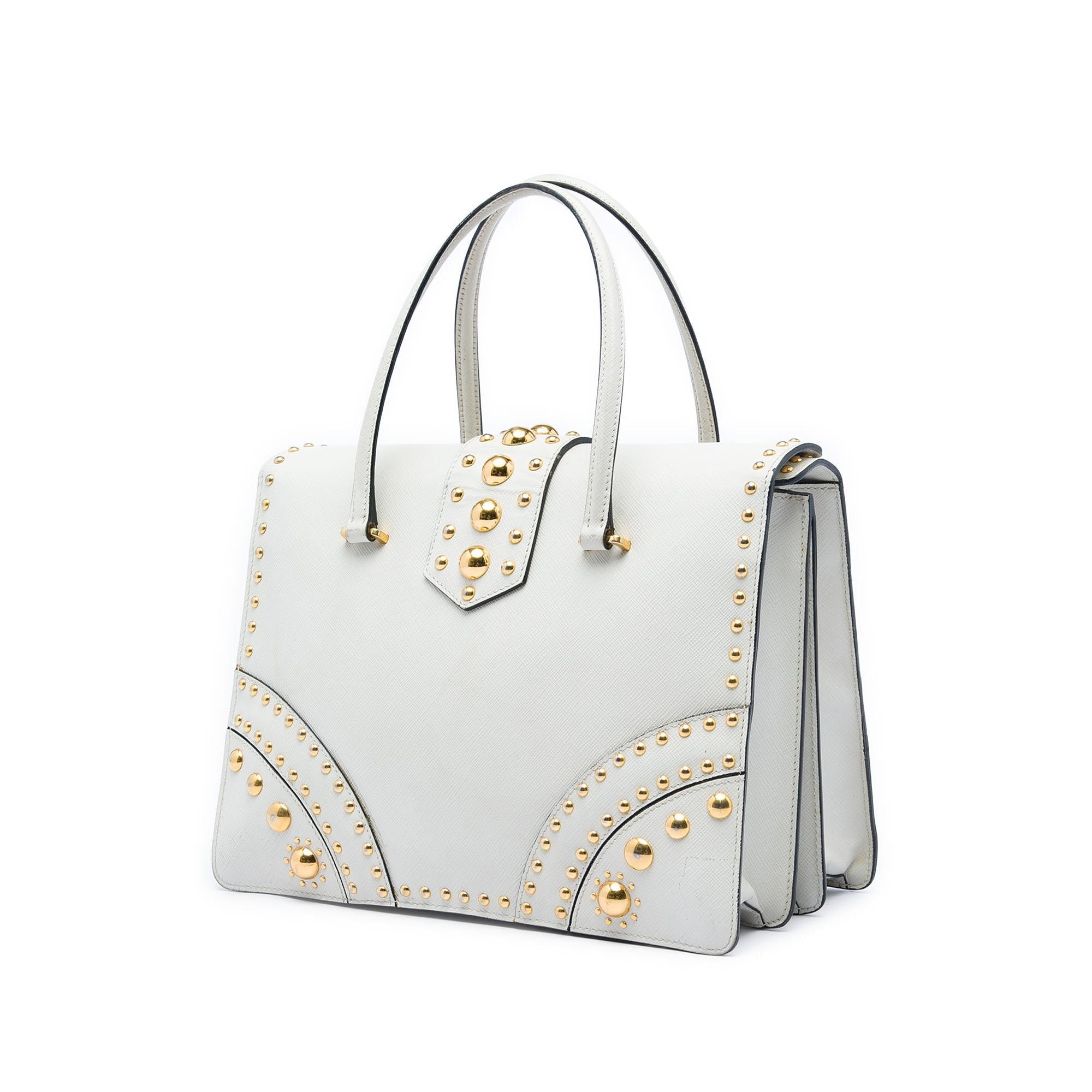 Prada Studded Saffiano Turnlock Handbag
