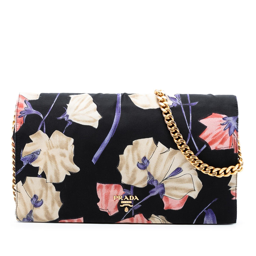 Prada Tessuto Floral Print Chain Crossbody