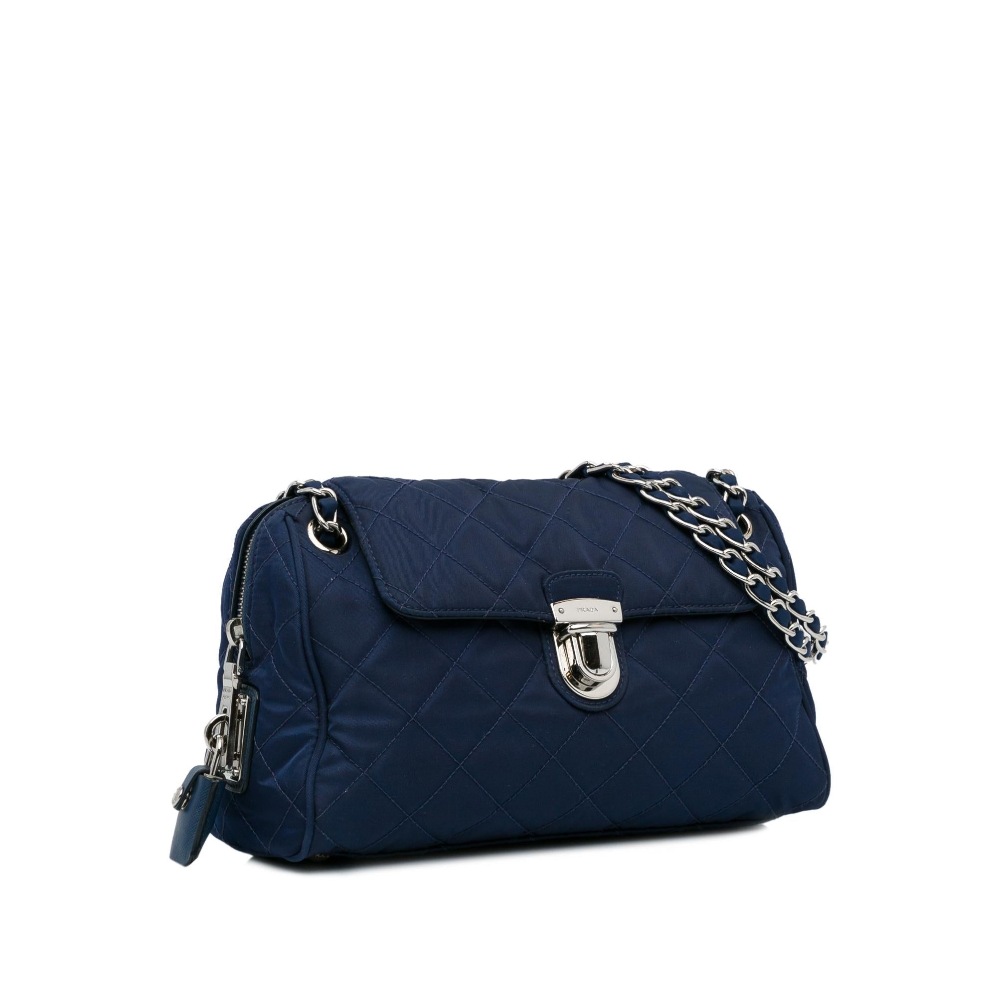 Prada Tessuto Impuntu Chain Flap Shoulder Bag (SHG-9JSQjl)