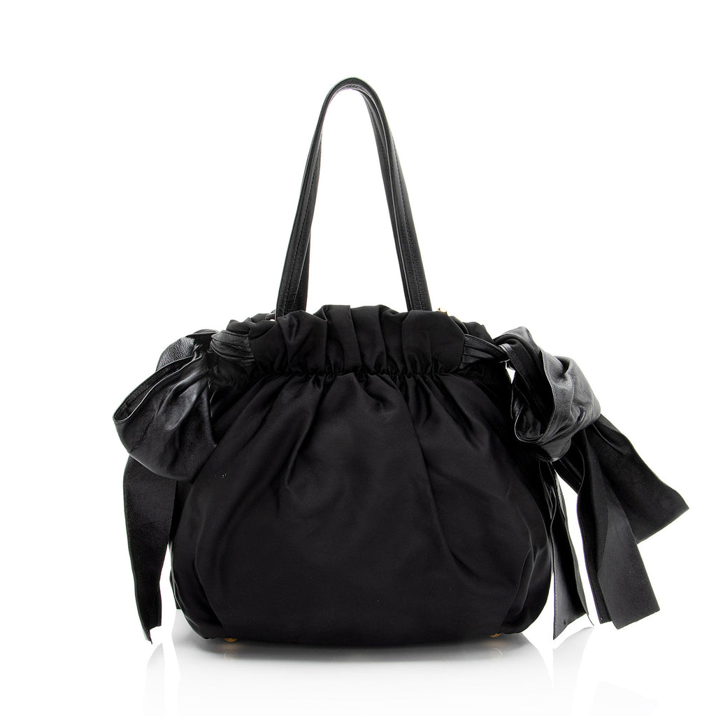 Prada Tessuto Logo Bow Tote