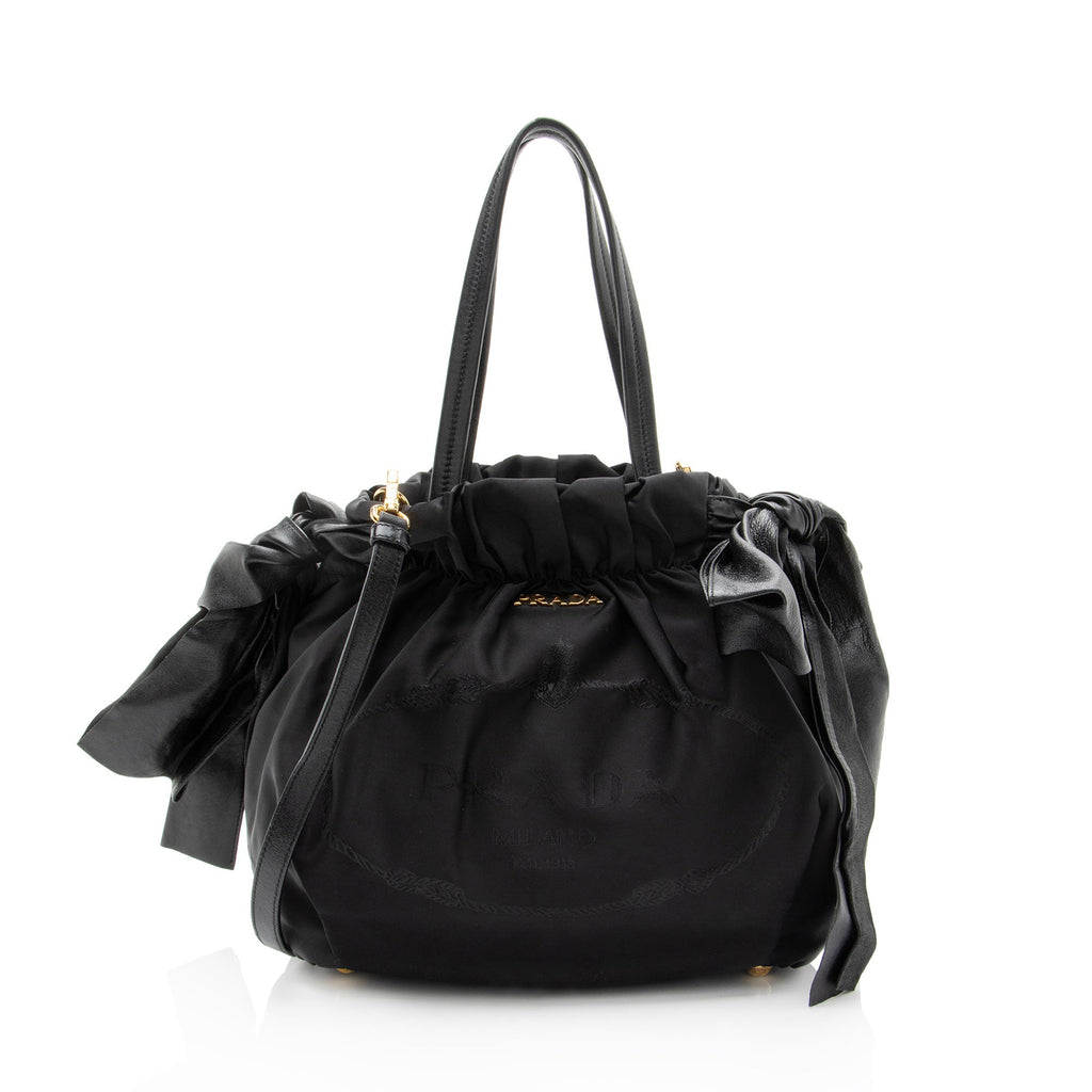 Prada Tessuto Logo Bow Tote