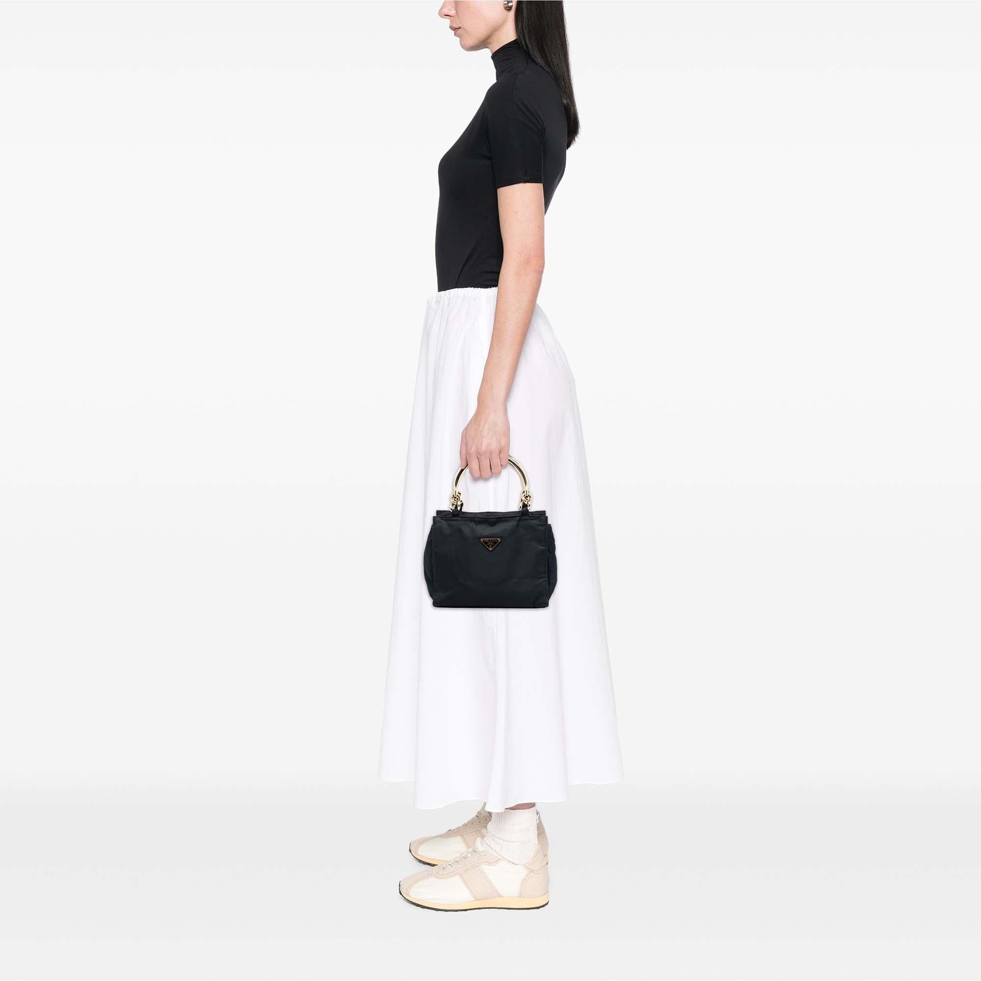 Prada Tessuto Metal Handle Bag