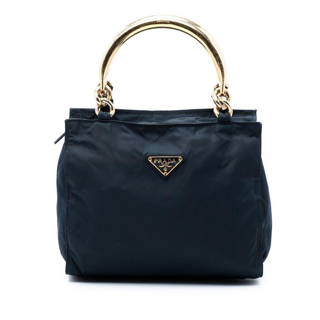 Prada Tessuto Metal Handle Bag