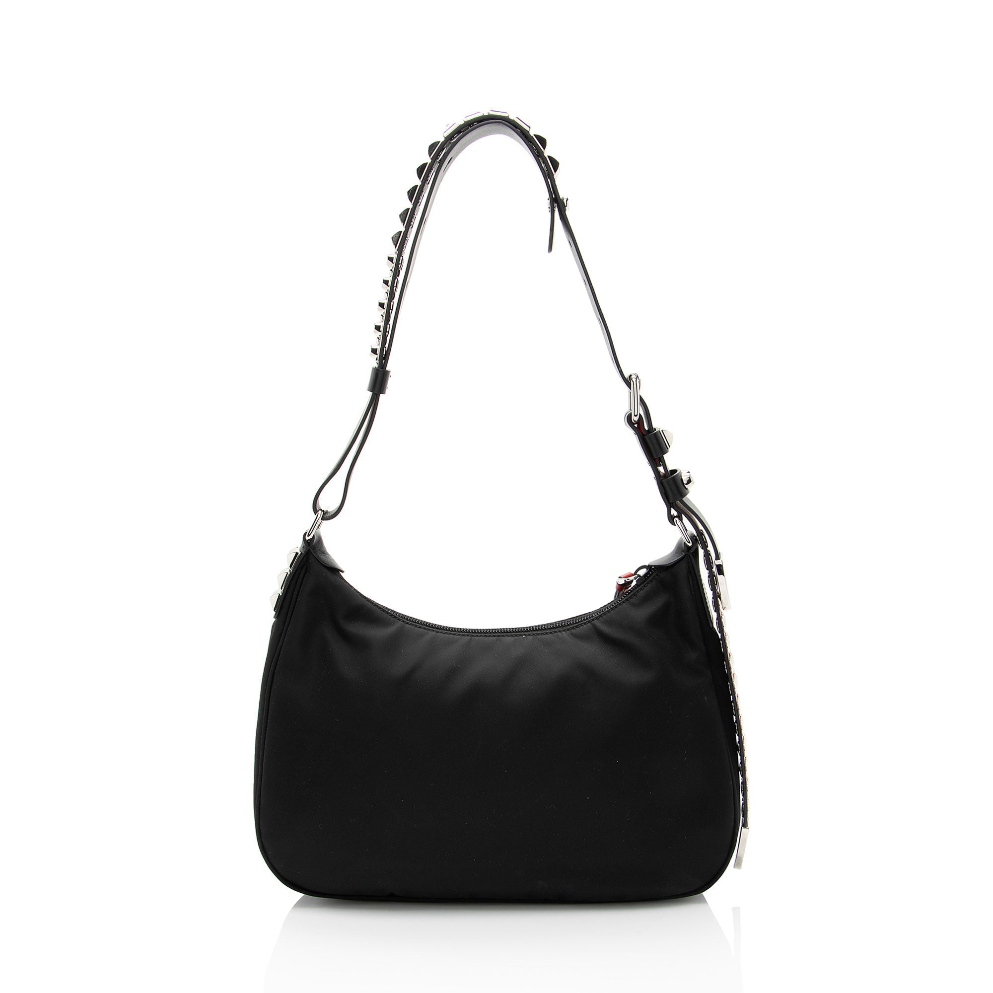 Prada Tessuto New Vela Studded Shoulder Bag