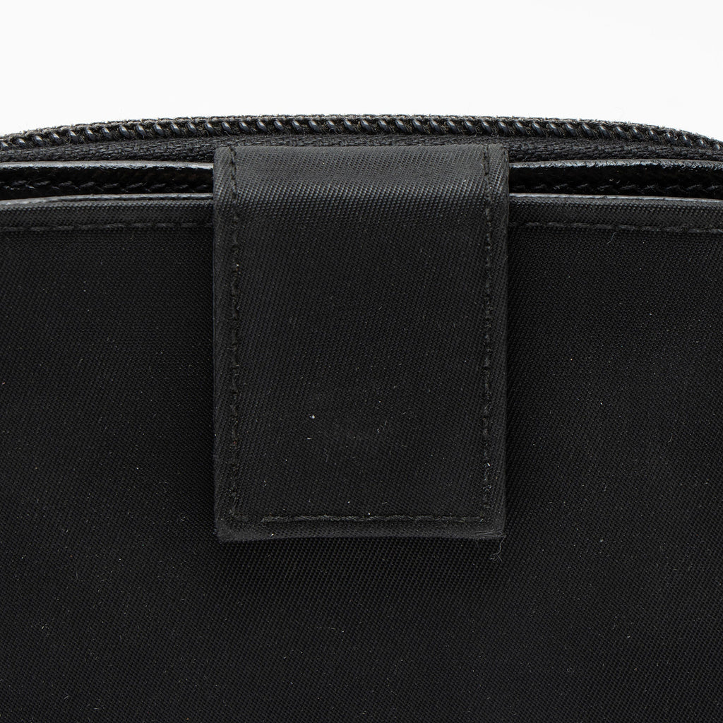 Prada Tessuto Saffiano Compact Bifold Zip Around Wallet