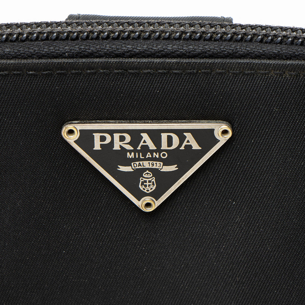 Prada Tessuto Saffiano Compact Bifold Zip Around Wallet