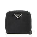 Prada Tessuto Saffiano Compact Bifold Zip Around Wallet