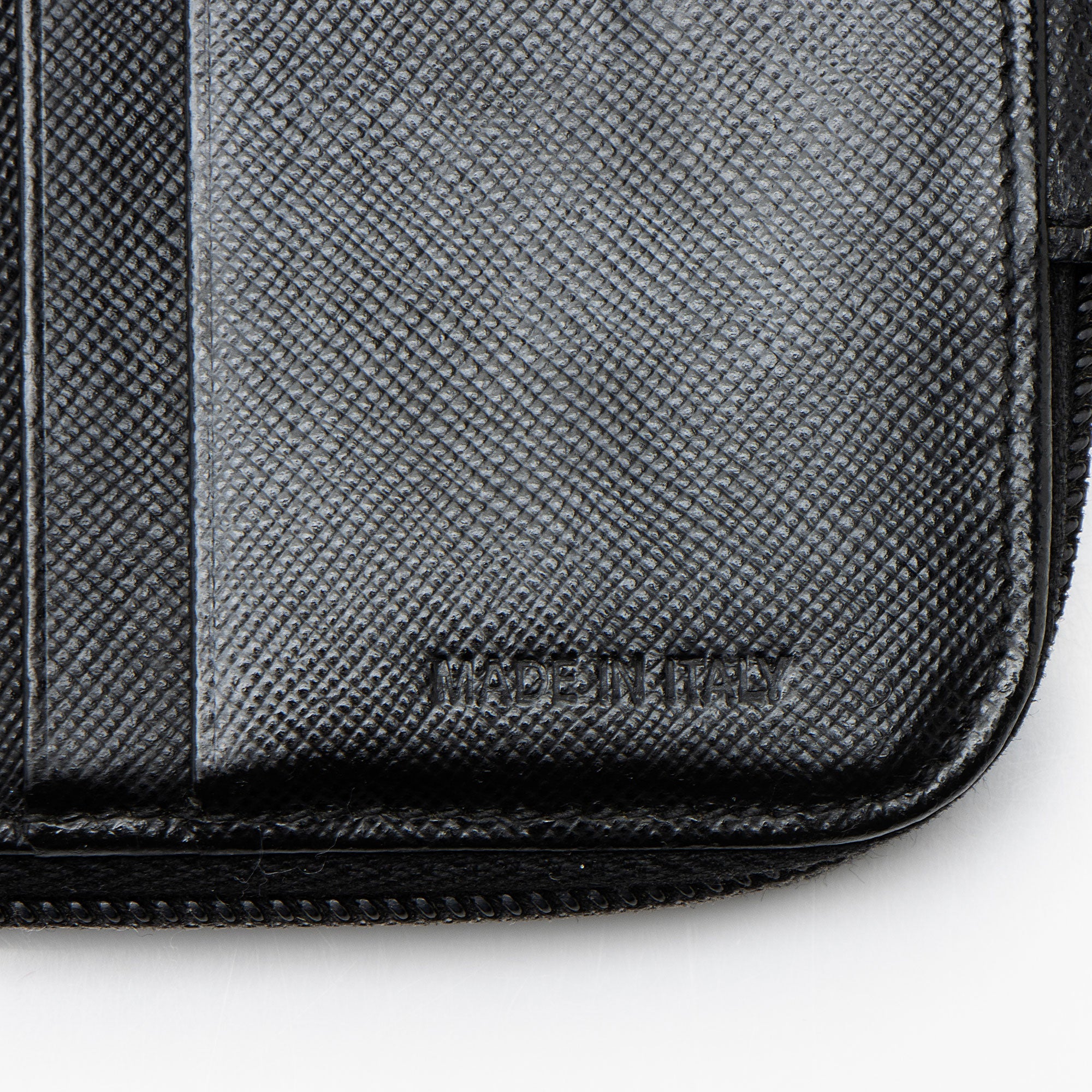 Prada Tessuto Saffiano Compact Bifold Zip Around Wallet