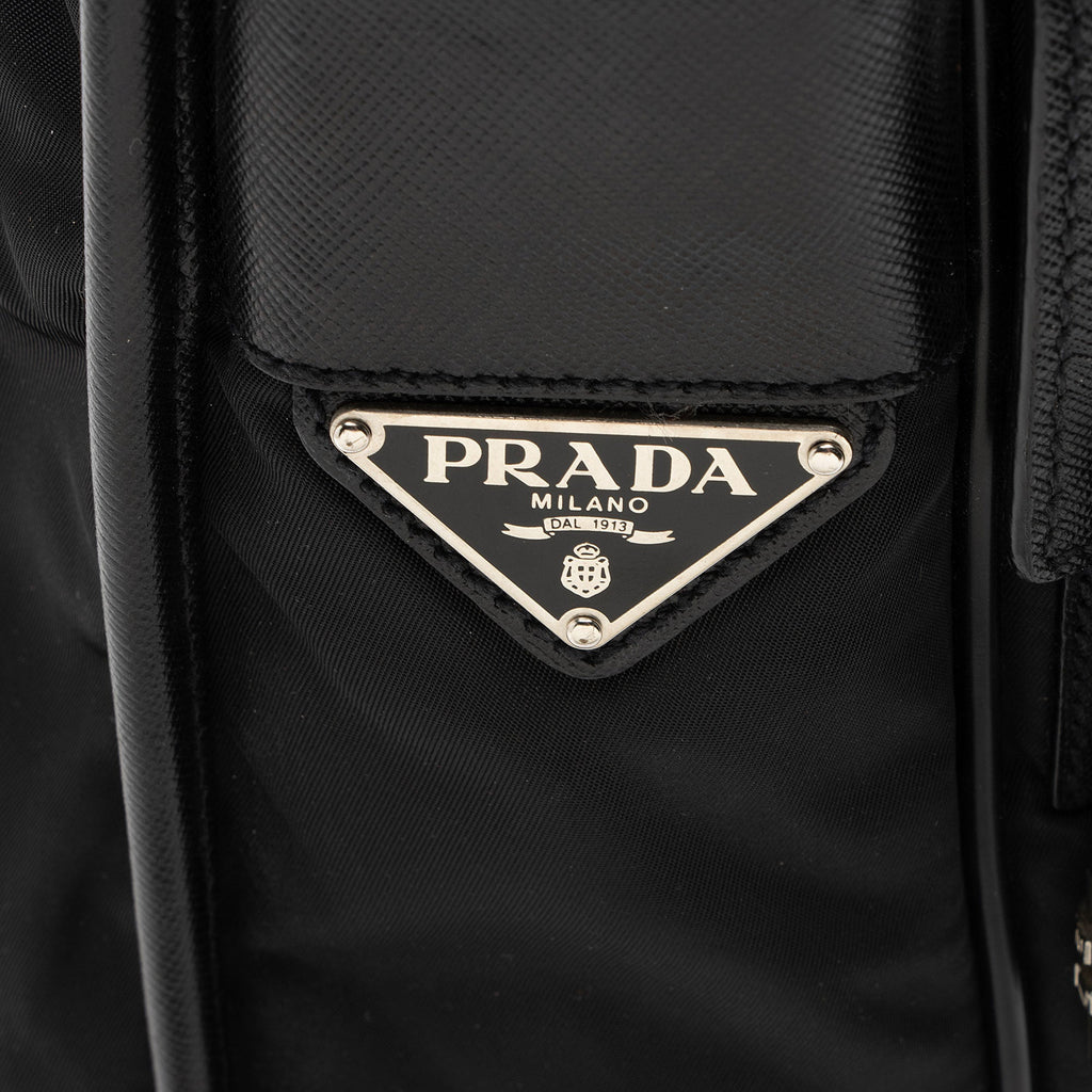 Prada Tessuto Saffiano Leather Double Buckle Messenger
