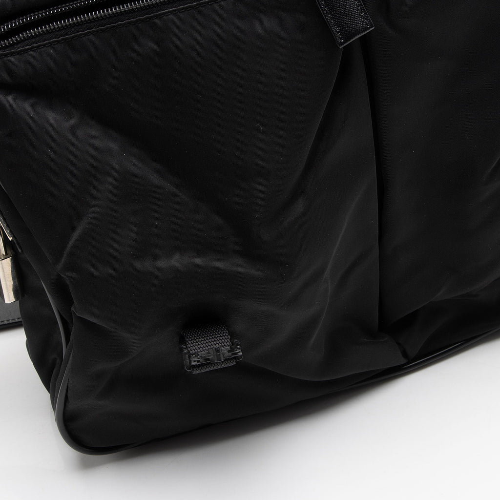 Prada Tessuto Saffiano Leather Double Buckle Messenger
