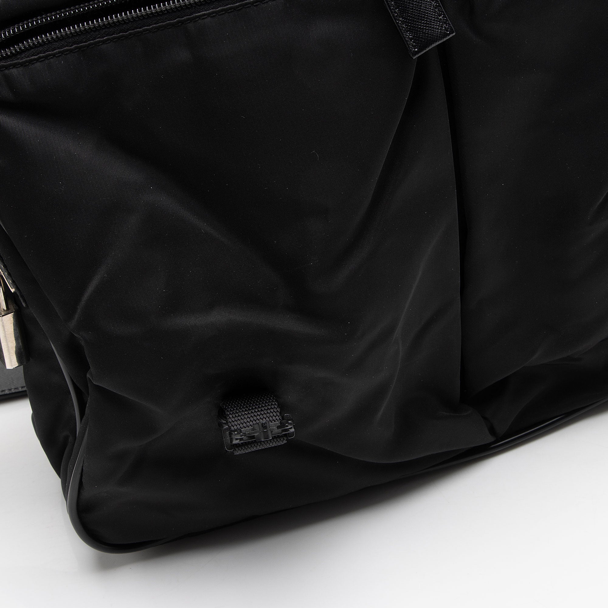 Prada Tessuto Saffiano Leather Double Buckle Messenger