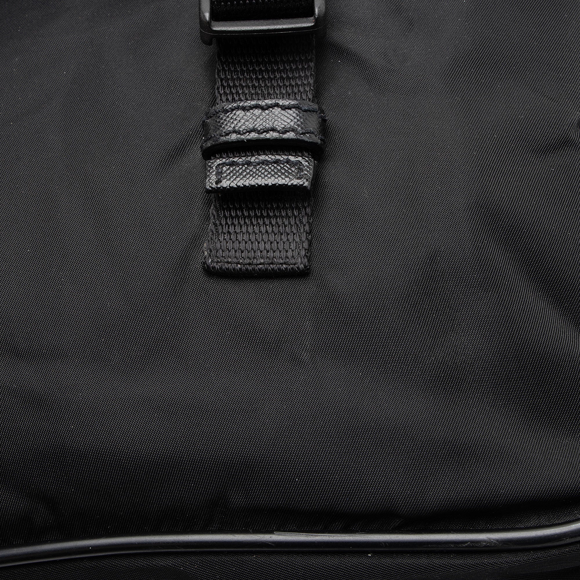 Prada Tessuto Saffiano Leather Double Buckle Messenger