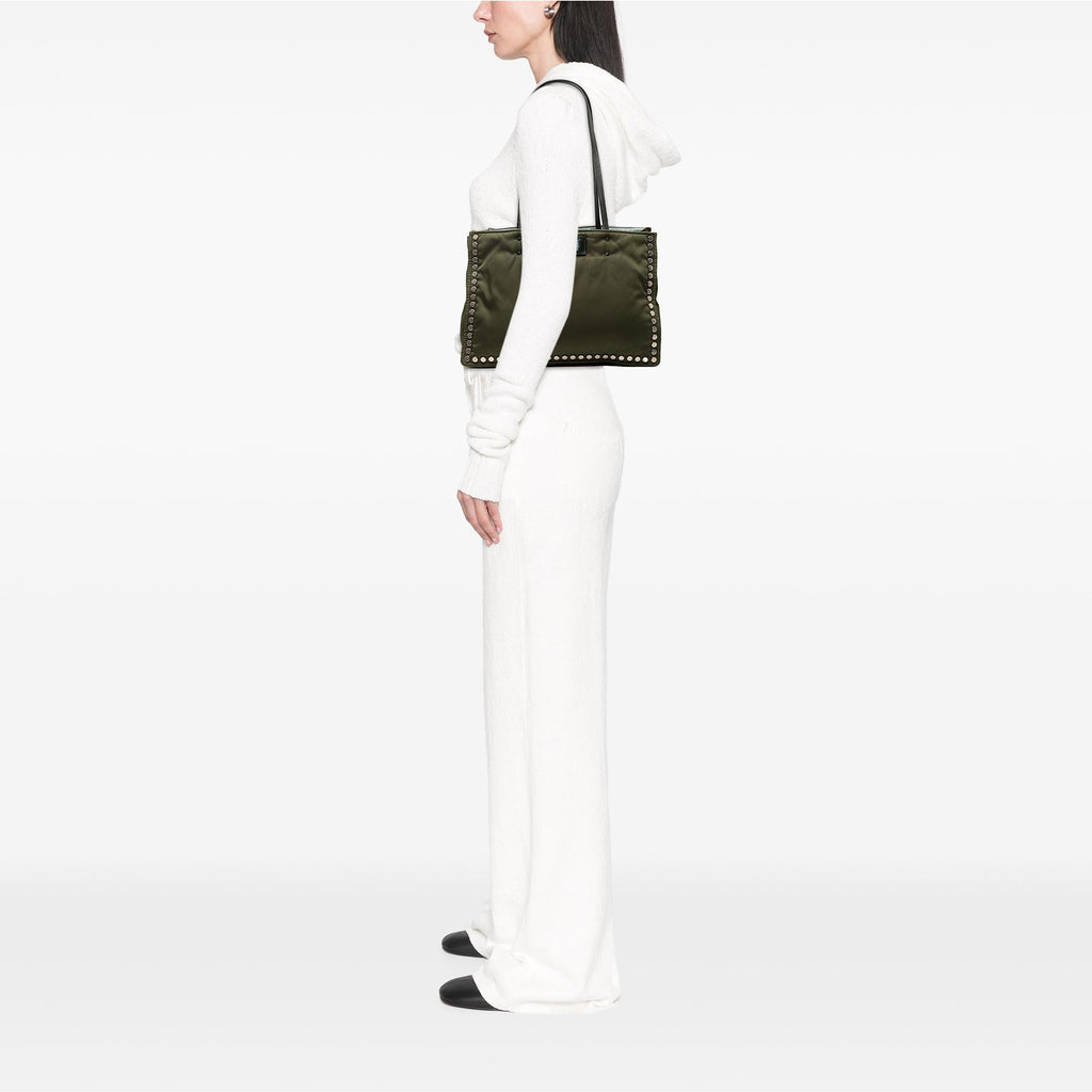 Prada Tessuto Studded Etiquette Tote