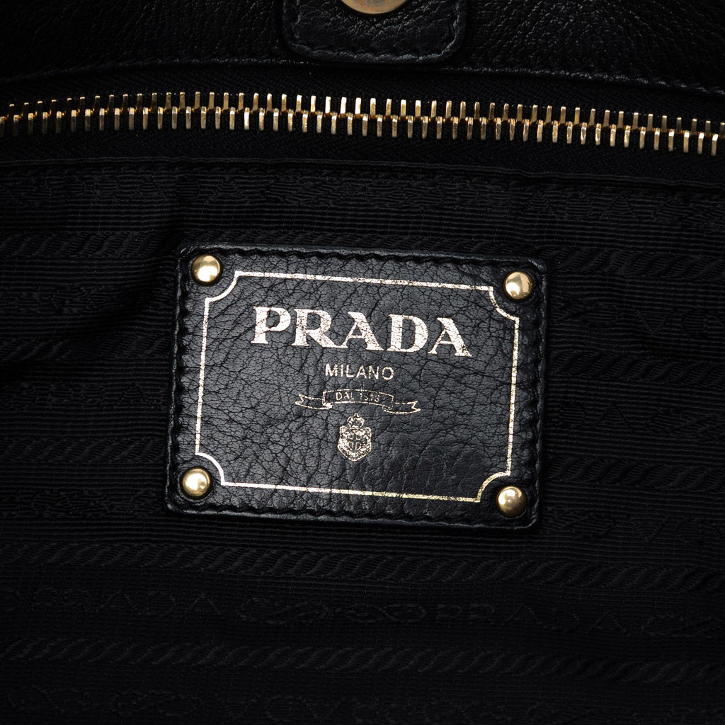 Prada Tessuto Whipstitched Logo Oro Tassel Satchel