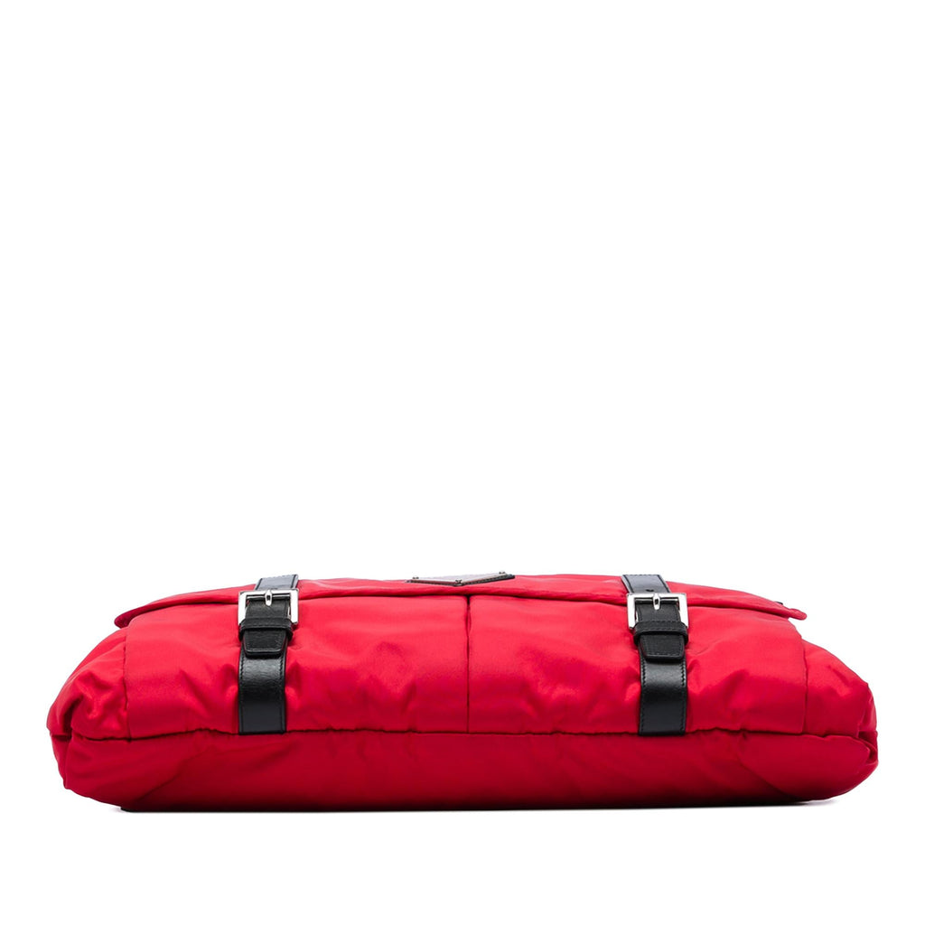 Prada Tessuto Zip Double Buckle Messenger Bag