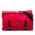 Prada Tessuto Zip Double Buckle Messenger Bag