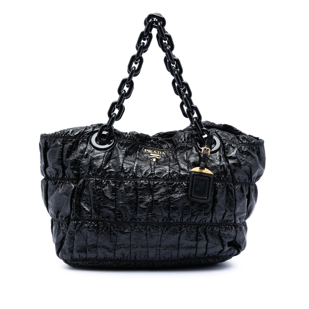 Prada Vernice Gaufre Resin Chain Shopping Tote