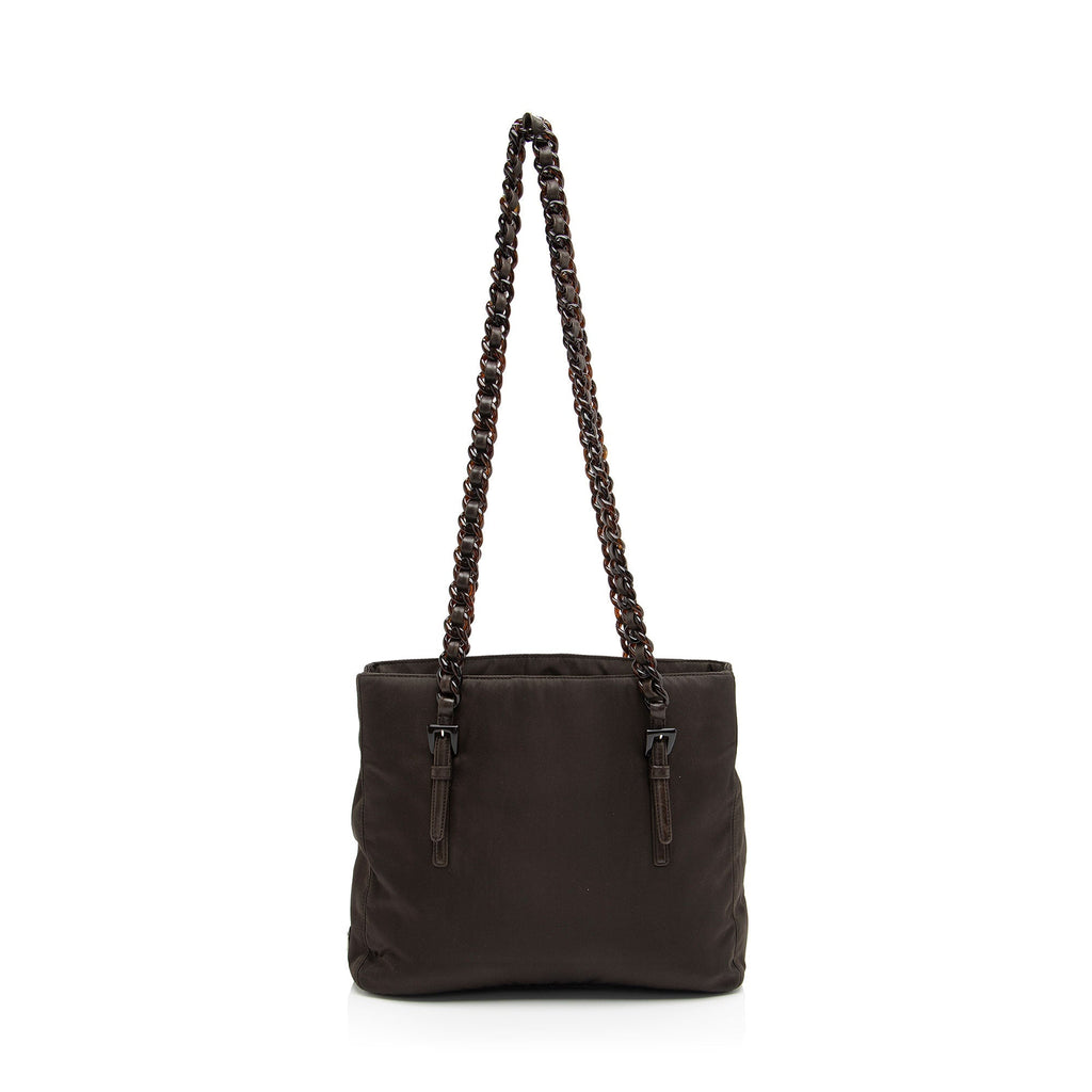 Prada Vintage Tessuto Plastic Chain Small Tote (SHF-f5lib6)