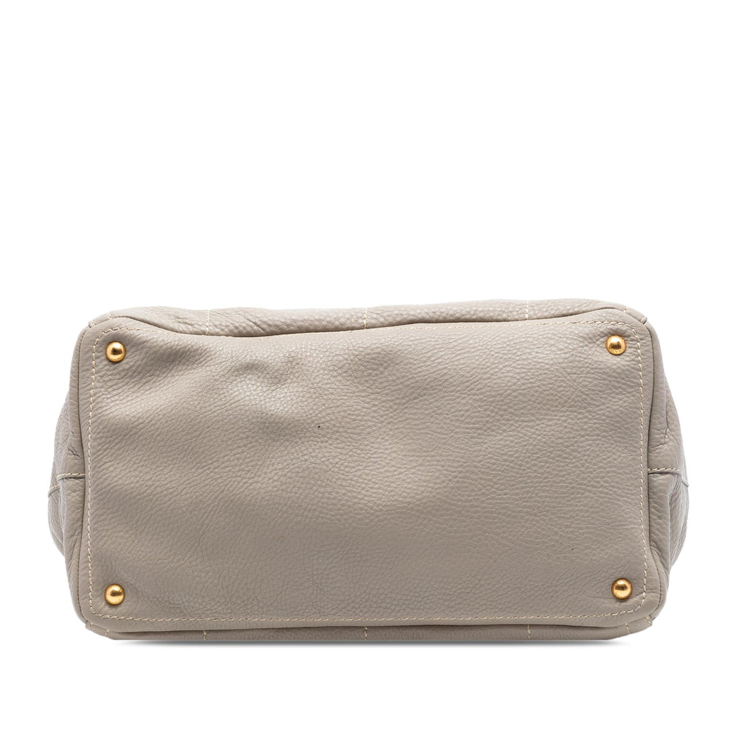 Prada Vitello Daino Canapa Logo Frame Satchel