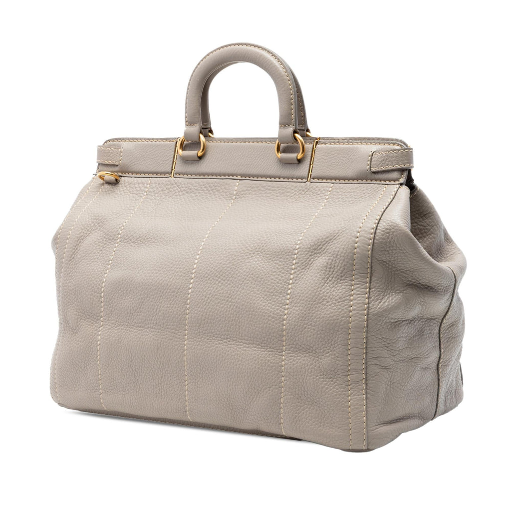 Prada Vitello Daino Canapa Logo Frame Satchel