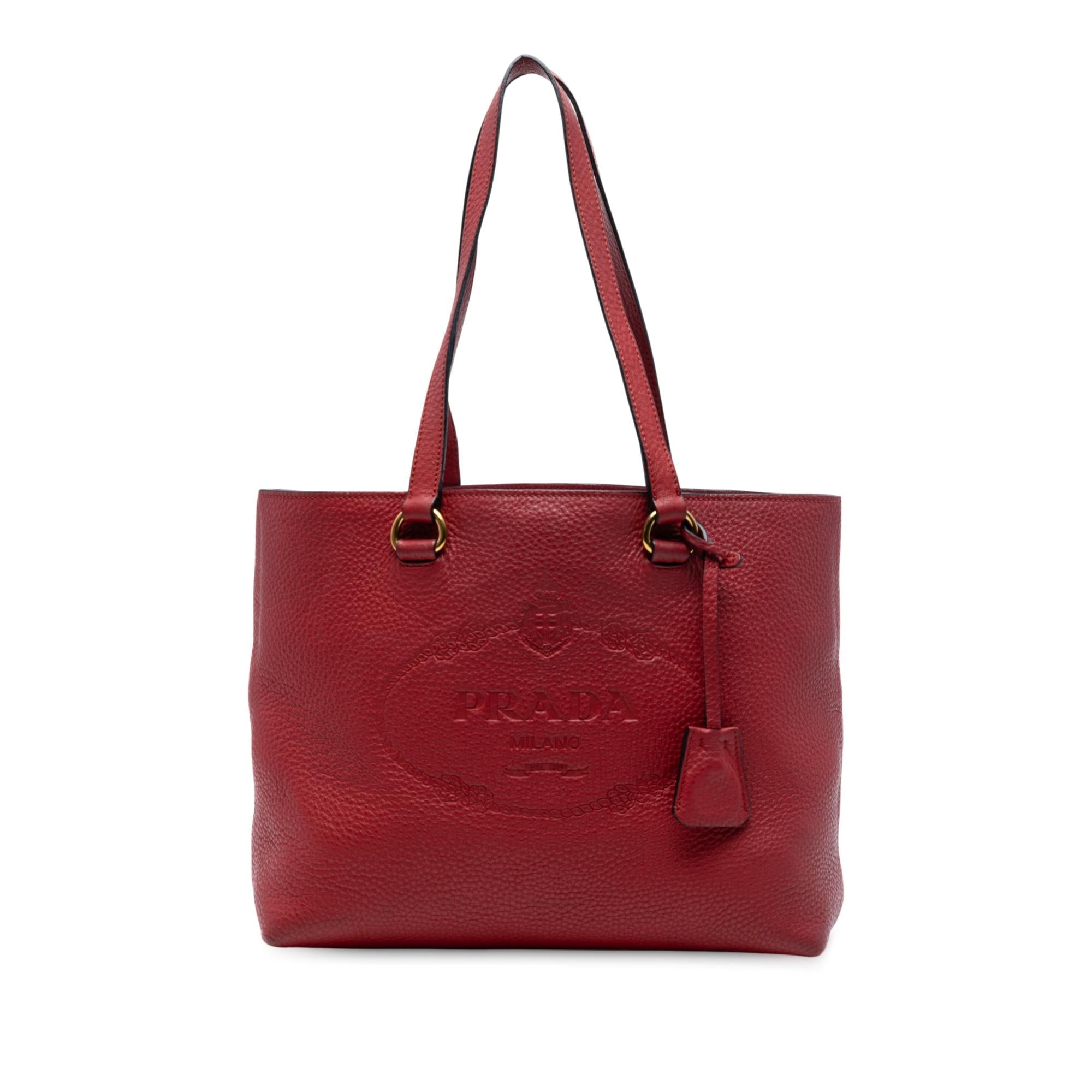 Prada Vitello Daino Canapa Logo Tote