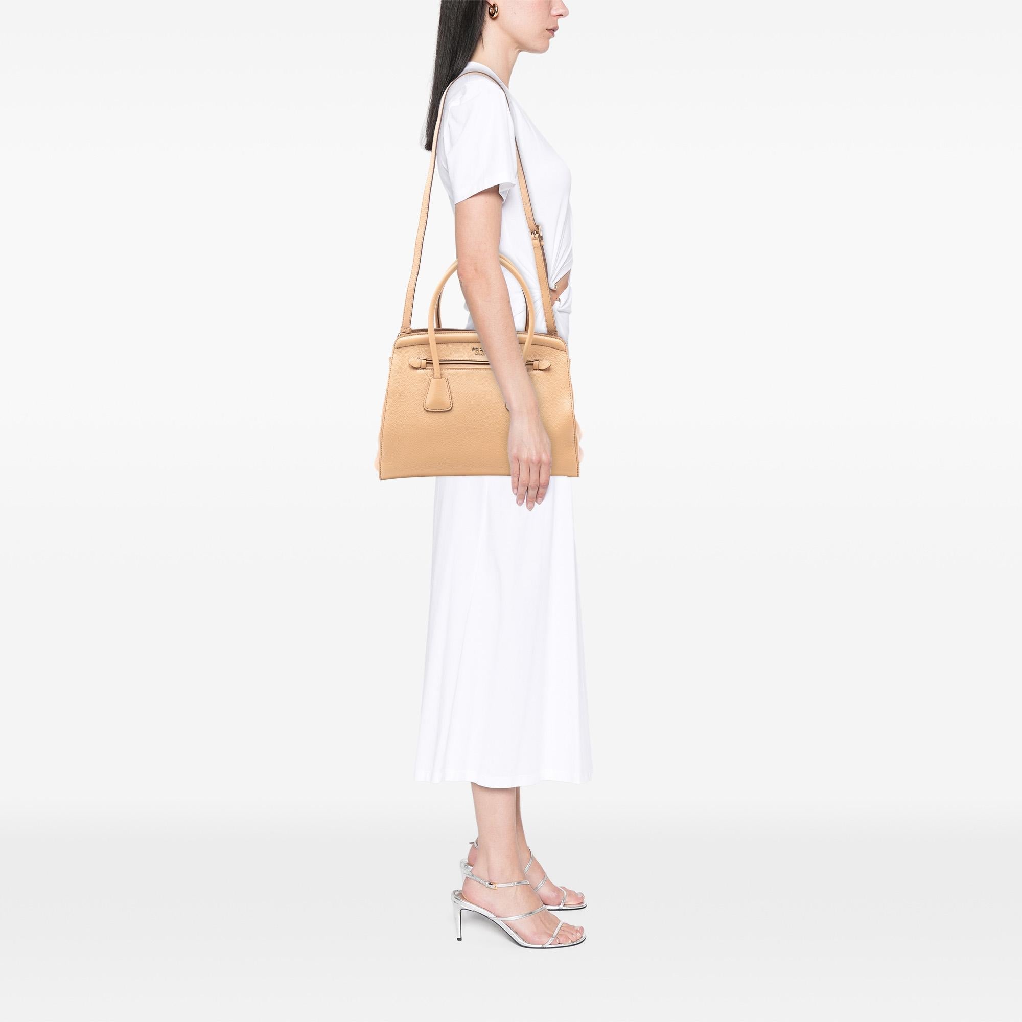 Prada Vitello Daino Cuir Frame Convertible Tote