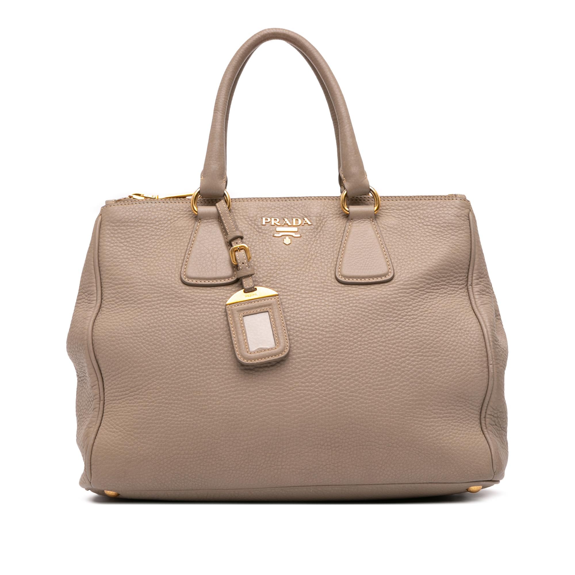 Prada Vitello Daino Double Zip Convertible Tote