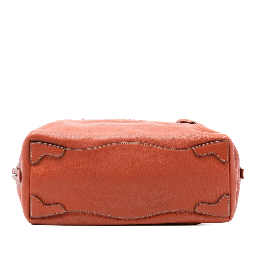 Prada Vitello Daino Embossed Logo Bauletto