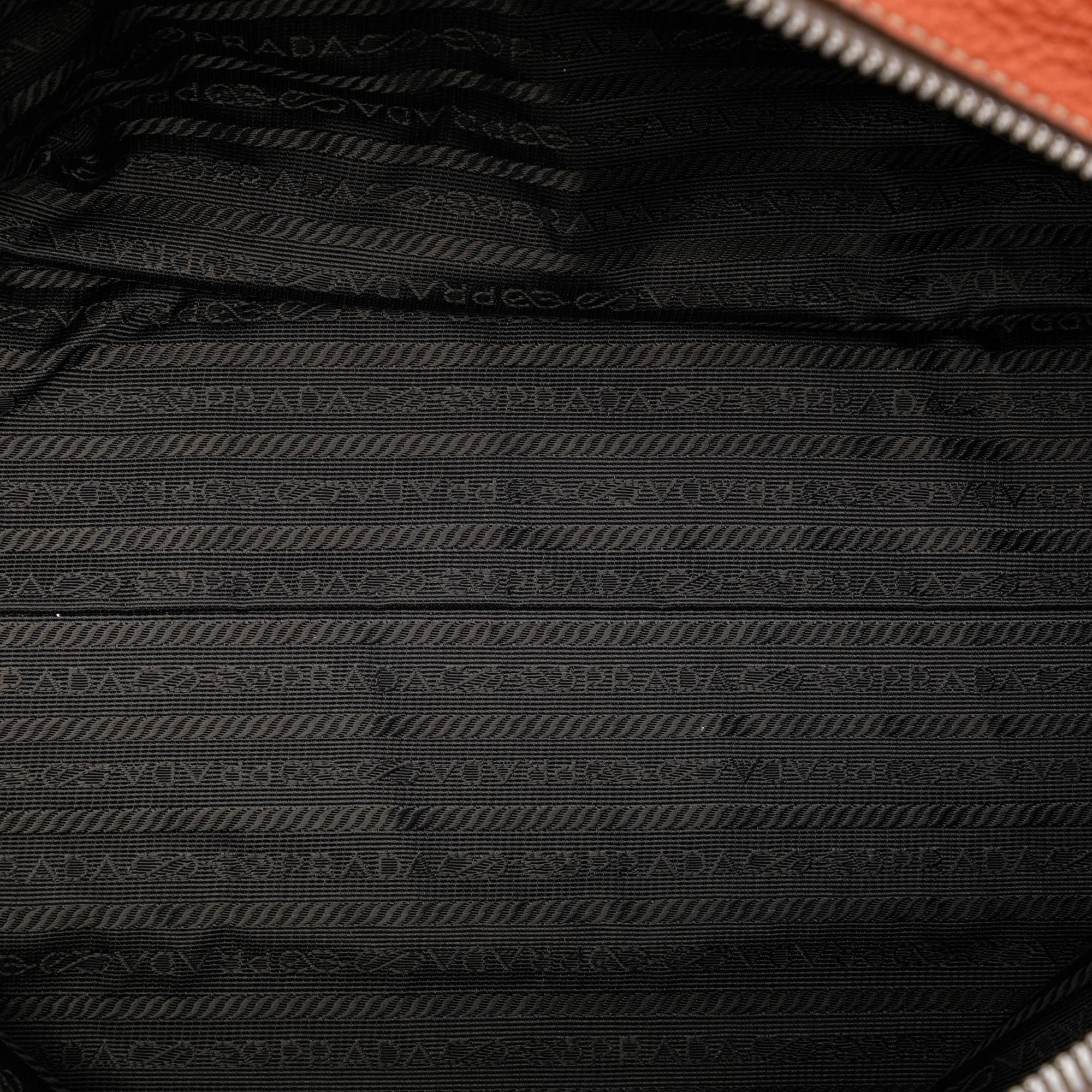 Prada Vitello Daino Embossed Logo Bauletto
